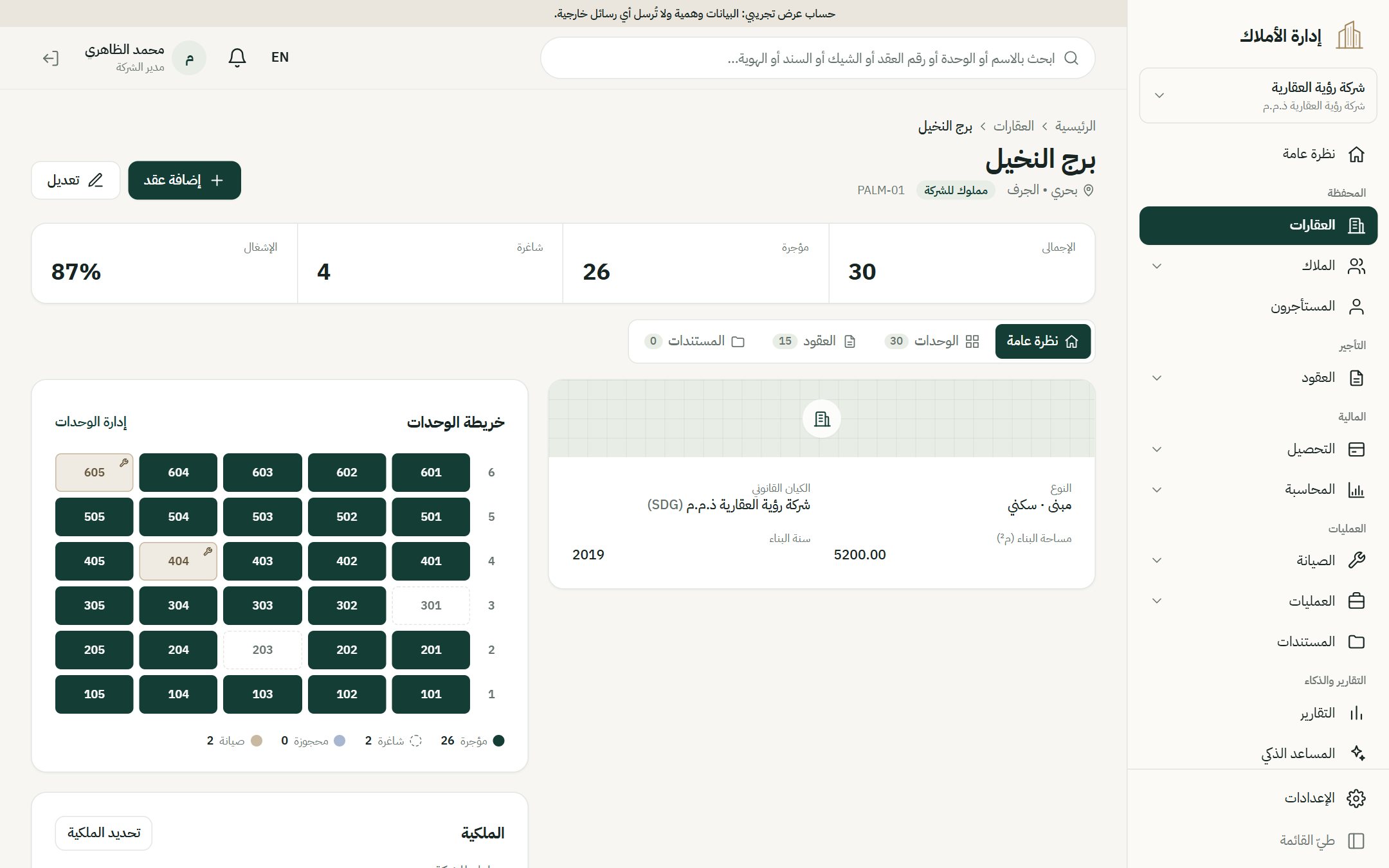 خريطة وحدات عقار بالطوابق