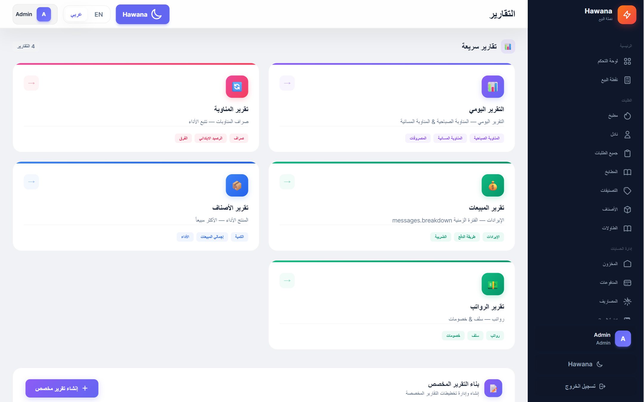 شاشة التقارير