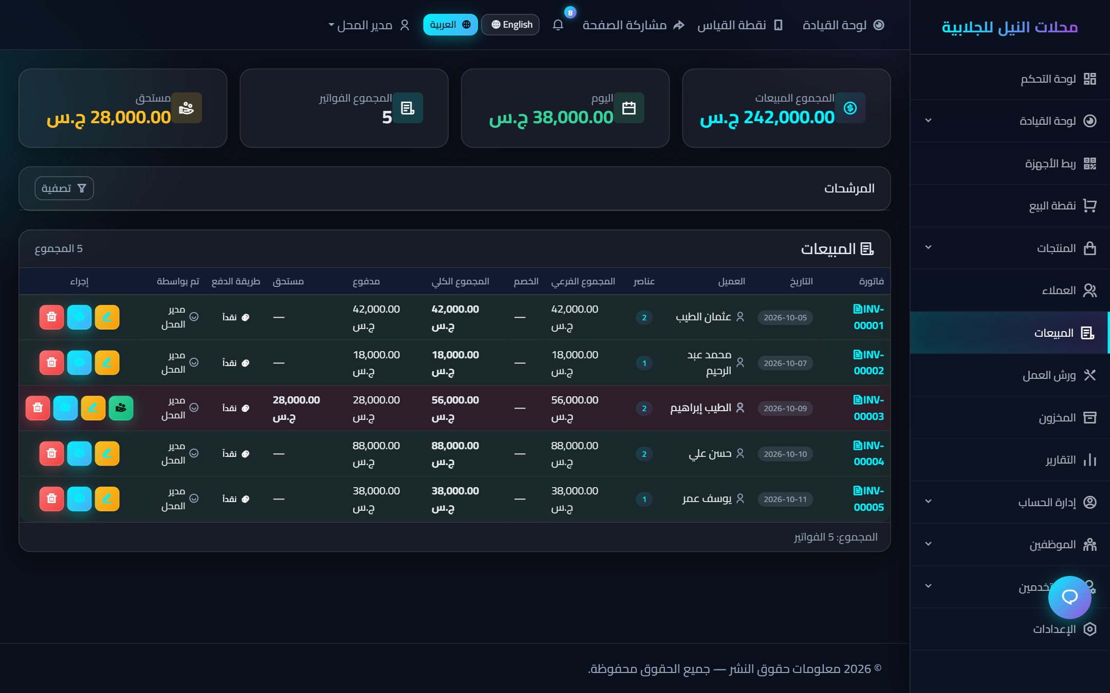 قائمة المبيعات