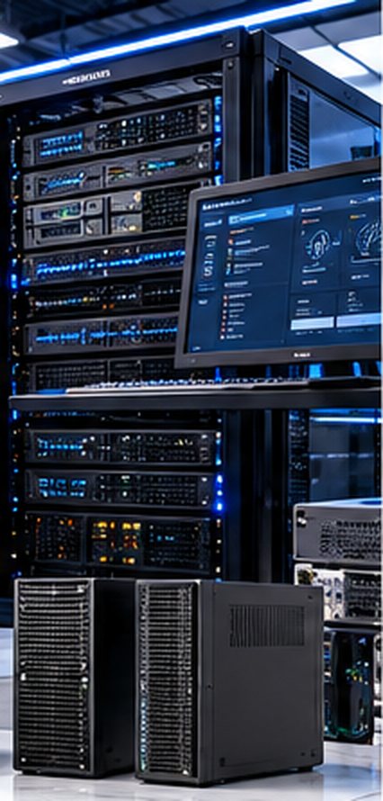 خزائن خوادم Rack وخوادم Tower في غرفة سيرفرات حديثة